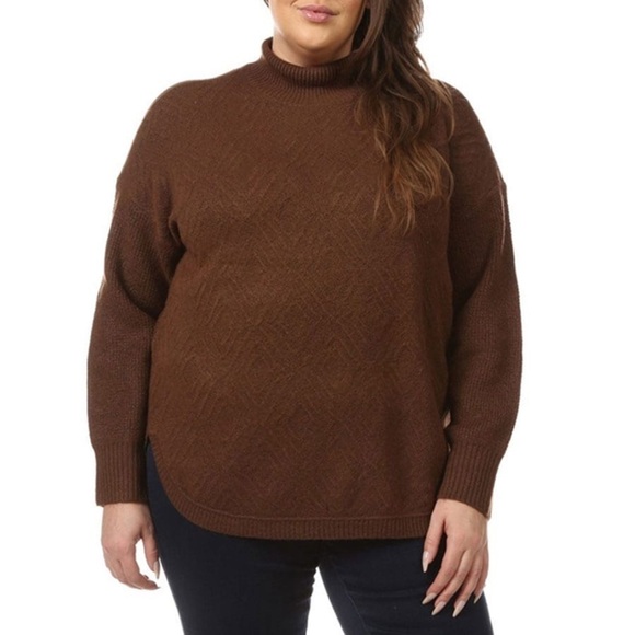 B12.05 NWT Tribal Mock Neck Jacquard Sweater (Plus Size) 1X • MSRP $98 - Picture 2 of 11